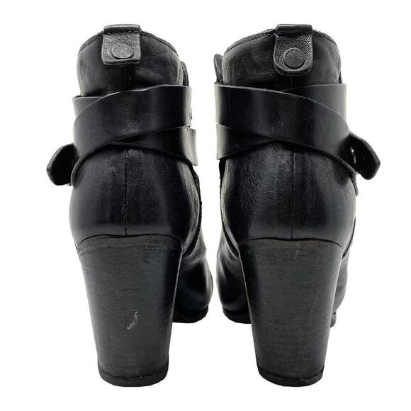 Rag and Bone Boots Black Leather Harrow Western Block Heel Ankle Boots - Picture 4 of 7